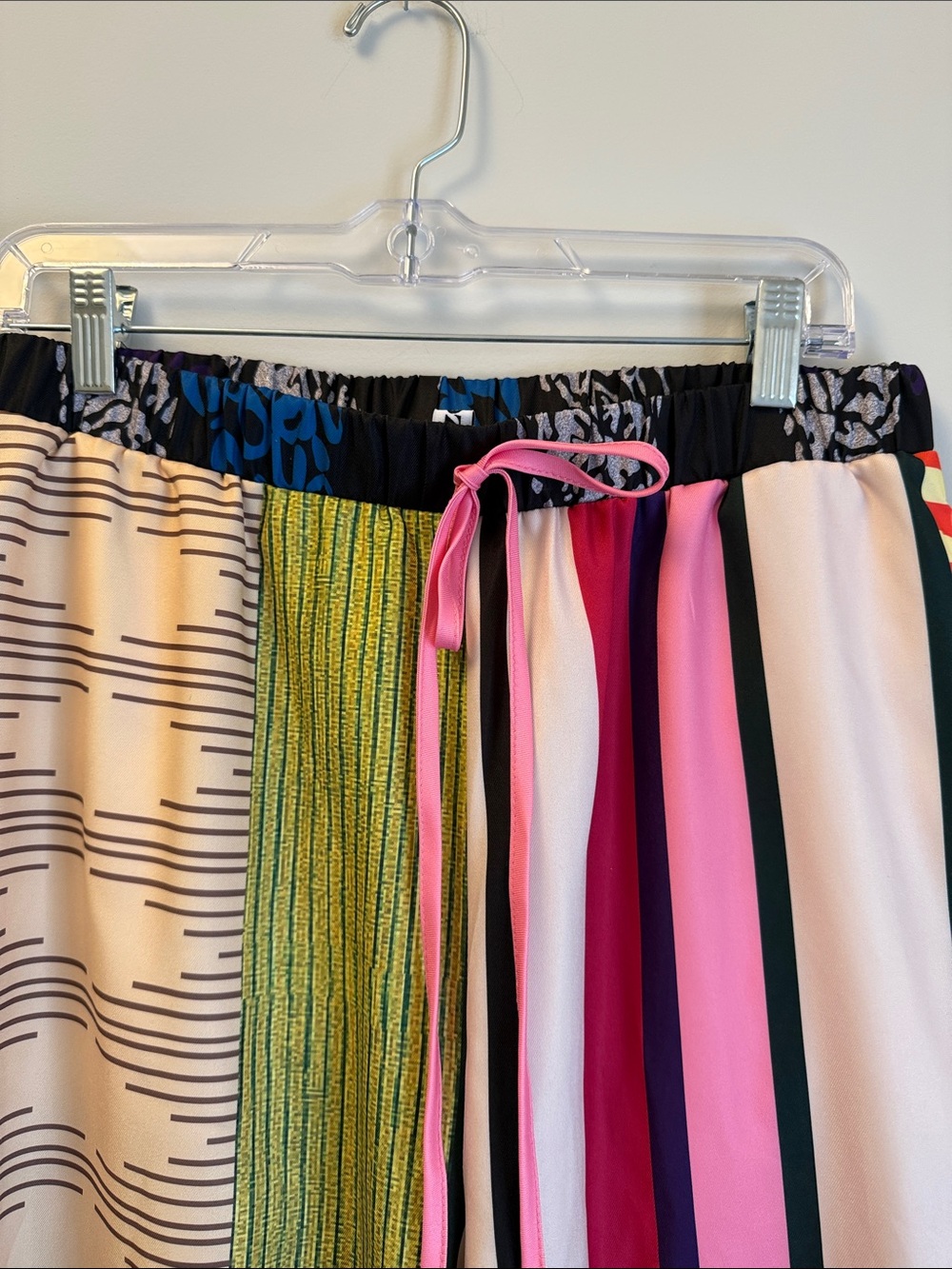 Wide Leg Multi-Stripe Women’s Pants - Pink & Multicolor - Picture 3 of 5